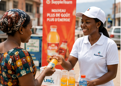 Equipe terrain mobilisee pour une activation commerciale